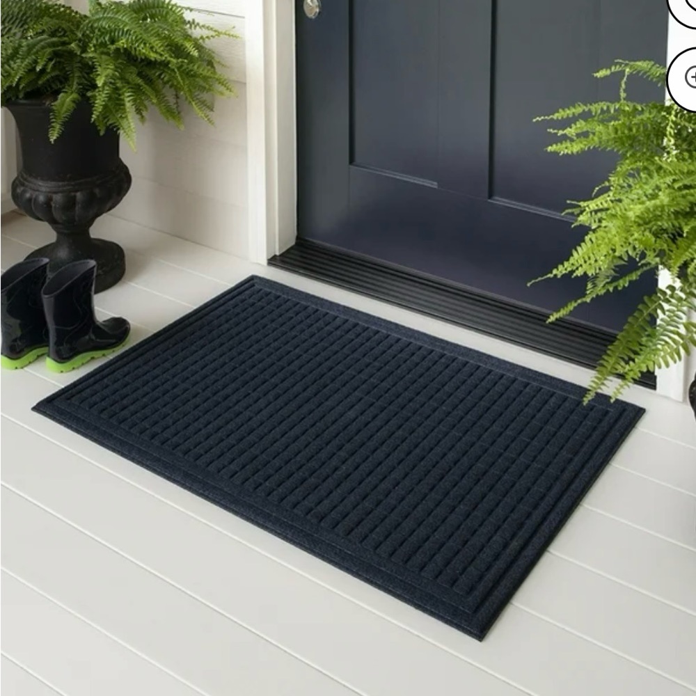 Waffle grid impression low pile non slip indoor outdoor door mat.